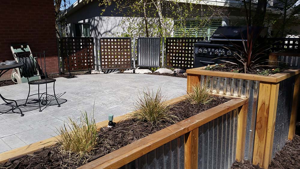 Corrugated Steel and Wood Planters