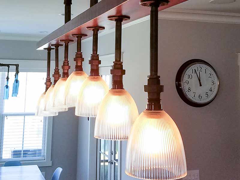 Purple Heart Glass Shade Chandelier
