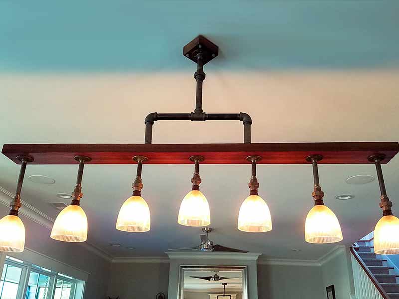 Purple Heart Glass Shade Chandelier