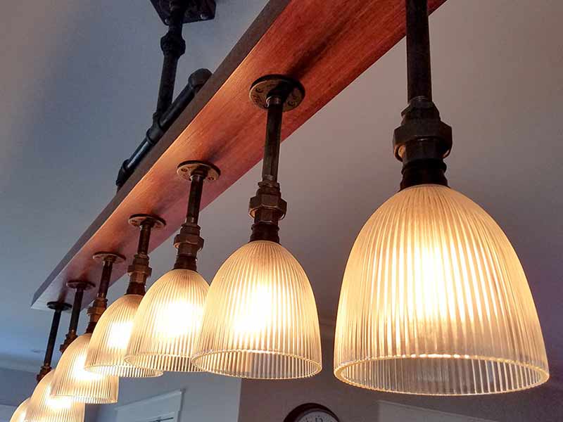 Purple Heart Glass Shade Chandelier